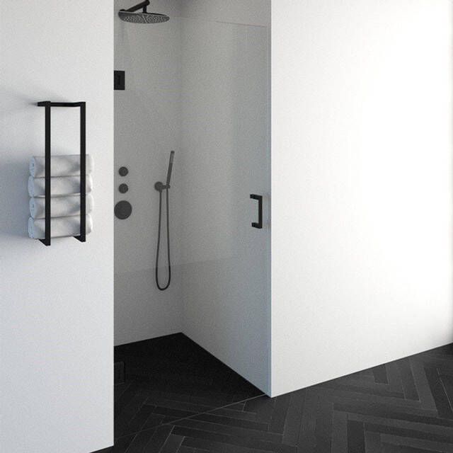 Brauer Void nisdeur helder glas 90x200 omkeerbaar incl. glascoating mat zwart GS-VON1H90200MZ