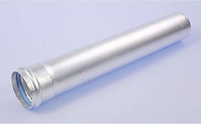 SOLAR Plus enkelwandige buis aluminium 100mm wand 1.5mm 250mm steekeind mof met afdichting Gastec Qa grijs