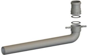 BURGERHOUT Miniflex enkelwandig rookgas koppelstuk kunststof steekeind 60mm klikbevestiging 60mm grijs RAL7040