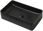 By Goof Waskom opbouw 60x11x34cm Keramiek Rechthoek Mat Zwart JBS6043 - Thumbnail 1