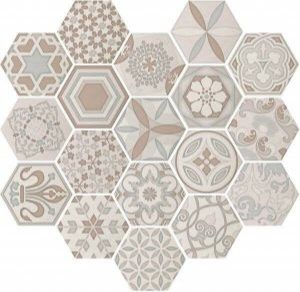 Cifre Ceramica Cifre Cerámica Wandtegel hexagon Vodevil Decor Ivory 17 5x17 5 cm Vintage Glans Multi SW07310746-2