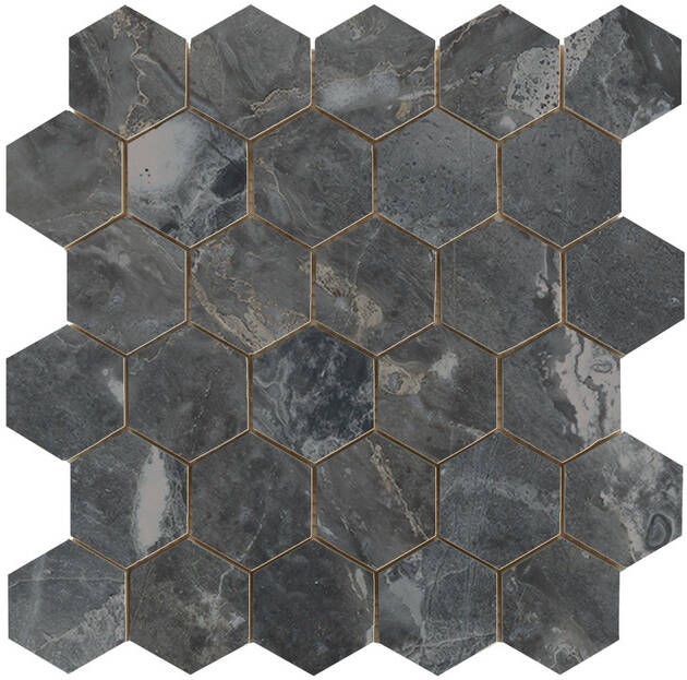 Cifre Ceramica Luxury wandtegel 26.3x27.4cm Natuursteen look Dark gepolijst (zwart) SW07314667