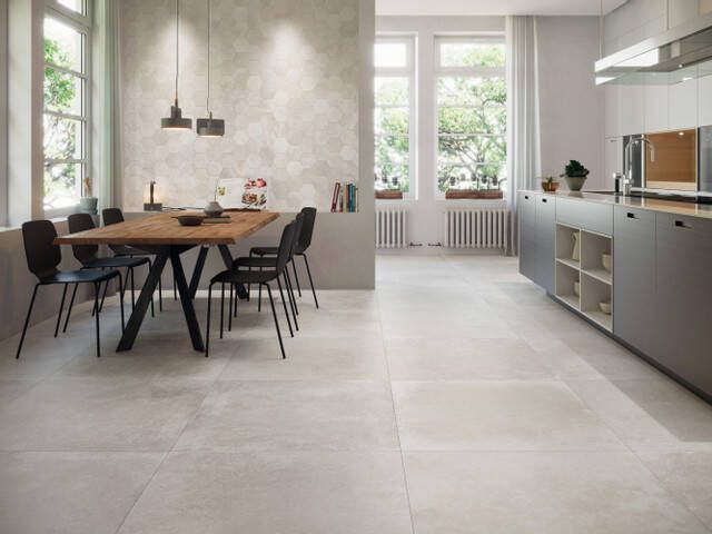 Cifre Ceramica MidTown wand- en vloertegel 90x90cm gerectificeerd Betonlook Cream mat (crème) SW07312477-1