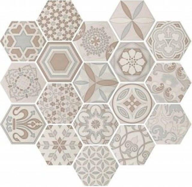 Cifre Cerámica Cifre Vodevil Ivory wandtegel hexagon 18x18 cm multicolor glans