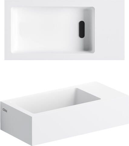Clou Fontein Flush 3 Rechthoek 36x18x9cm Aluite Wit 1 Voorbewerkte Kraangat Rechts - Foto 2