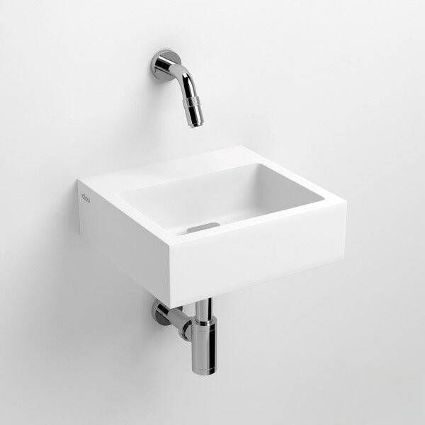Clou Flush 1 fonteinset 28x27cm voorbewerkt kraangat aluite Wit mat inclusief kraan en sifon CL 03.13011