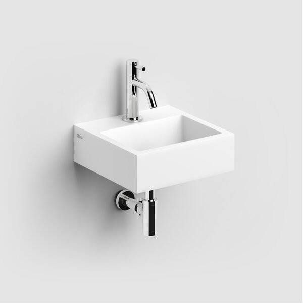 Clou Flush 1 fonteinset 28x27cm voorbewerkt kraangat aluite Wit mat inclusief opbouwkraan en sifon CL 03.13011