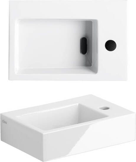 Clou Flush 2 fontein 36x24.5x9cm met kraangat met plug Keramiek Wit CL 03.03020