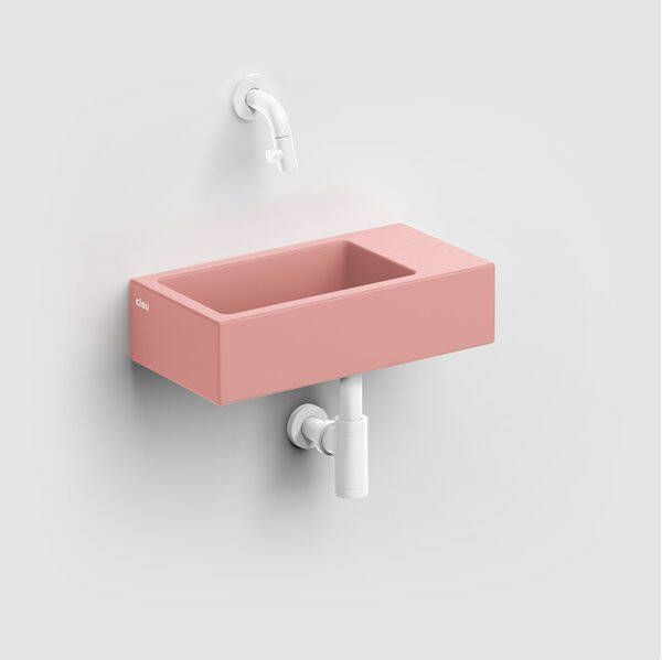 Clou Flush 3 fontein 36x18cm zonder kraangat rechts mat roze ker. CL 03.40031