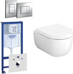 Clou Hammock Compact toiletset met inbouwreservoir wandtoilet met softclose en quickrelease zitting met bedieningsplaat verticaal horizontaal mat chroom 0720002 0729205 sw106248 sw106250