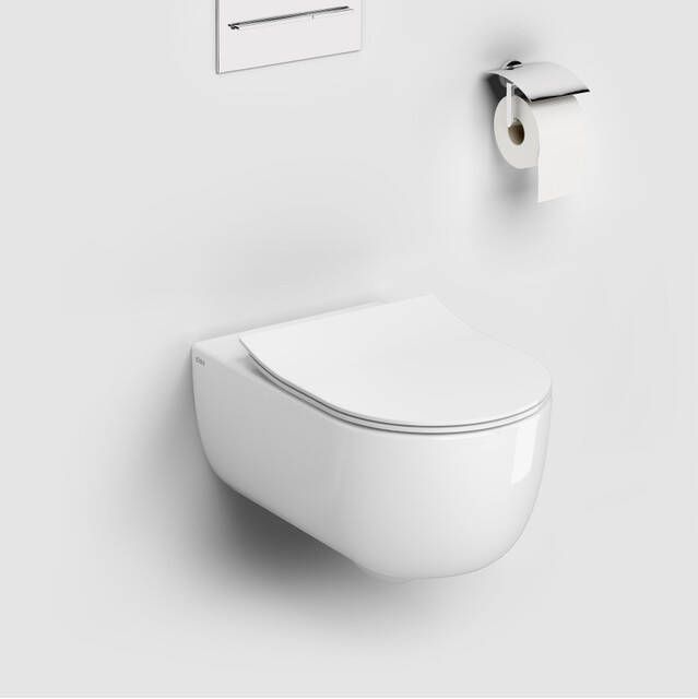 Clou Toiletpot Hangend Hammock 56x37.2x36.8cm Wandcloset Keramiek Diepspoel Glans Wit met Dunne Softclose Toiletbril - Foto 2