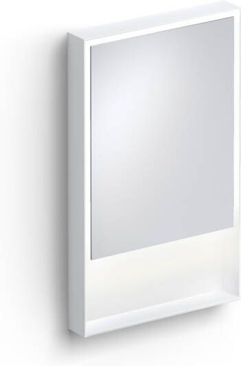 Clou Look at Me spiegel met 2700K LED-verlichting met een omlijsting in mat wit. 50x8x80 (bxdxh)