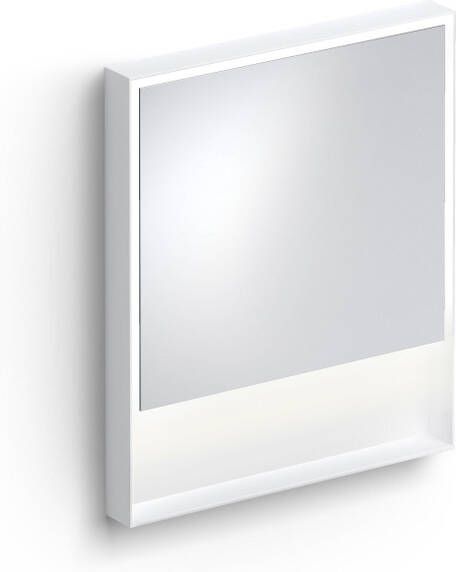 Clou Look at Me spiegel met 2700K LED-verlichting met een omlijsting in mat wit. 70x8x80 (bxdxh)