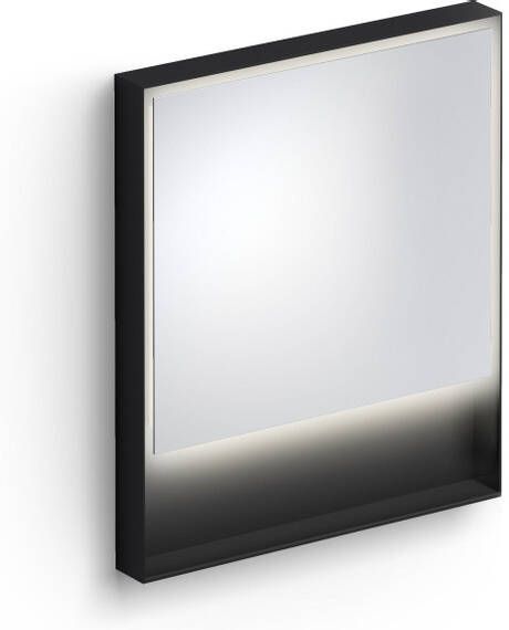 Clou Look at Me spiegel met 2700K LED-verlichting met een omlijsting in mat zwart. 70x8x80 (bxdxh)