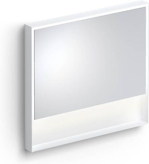 Clou Look at Me spiegel met 2700K LED-verlichting met een omlijsting in mat wit. 90x8x80 (bxdxh)