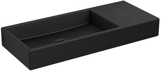Clou Mini Wash Me fontein 45x19cm zonder kraangat en plug kranenbank rechts Keramiek Zwart mat CL 03.12237
