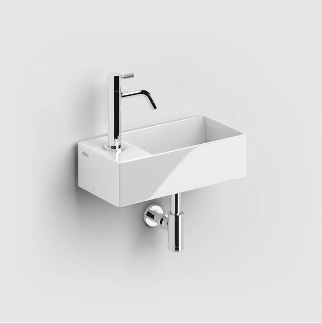 Clou New Flush 3 fontein links wit keramiek met kraangat inclusief afvoerset 35x18x10 (bxdxh) - Foto 2