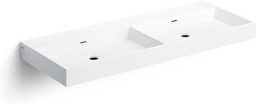 Clou Wash Me wastafel 110x42cm dubbel zonder plug aluite Wit mat CL 02.13039