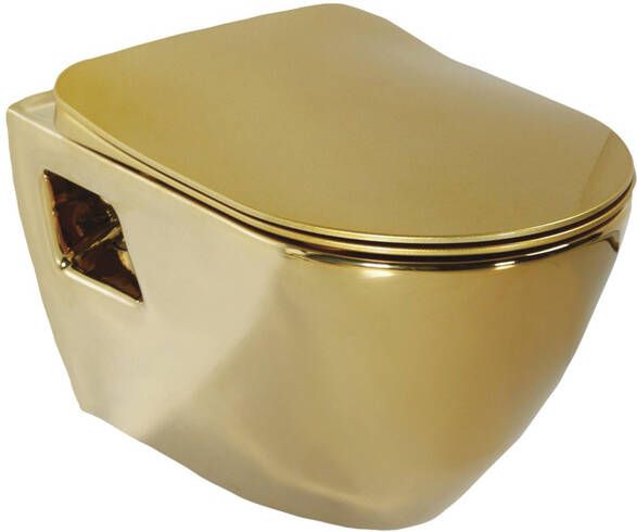 Aquasplash Wandcloset Creavit TP325 Zonder Spoelrand Diepspoel Glans Goud