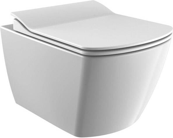 Creavit Design Hangend Toilet 37x51.3cm RVS Bidetsproeier spoelrandloos verborgen bevestiging wit EG321-00CB00E-0005