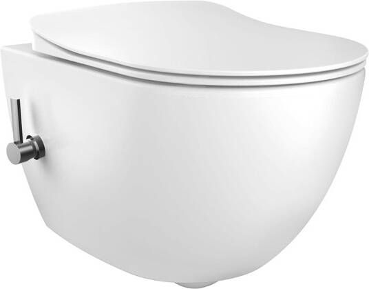 Creavit Hangend Toilet 35.3x51cm bidetsproeier koud water spoelrandloos wit FE322-34CB00E-0003