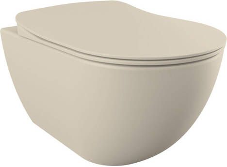 Creavit Hangend Toilet 35.3x51cm spoelrandloos met zitting koel grijs SW1152754 SW1152750