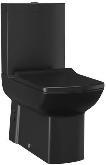 Creavit Lara Staande Toilet onderpot zonder bidet sproeier muur onderuitgang mat zwart LR360-11SM00E-0000