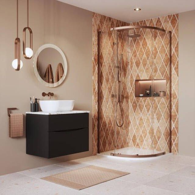 Crosswater Asura Kwartronde Douchedeur 8mm 80x80cm geborsteld brons AUQSBZC0800