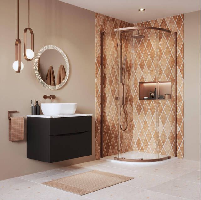 Crosswater Asura Kwartronde Douchedeur 8mm 90x90cm geborsteld brons AUQSBZC0900