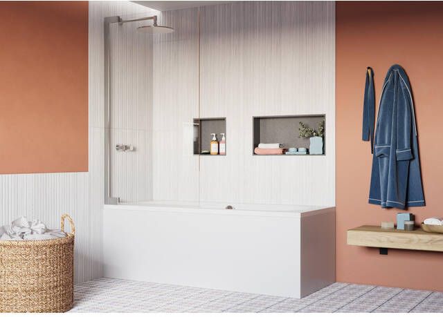 Crosswater Asura scharnierend badscherm 90x150cm gepolijst rvs AUBSCC0900