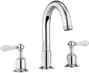 Crosswater Belgravia badrandkraan 3 gats hoog witte grepen chroom BL330DC_LV