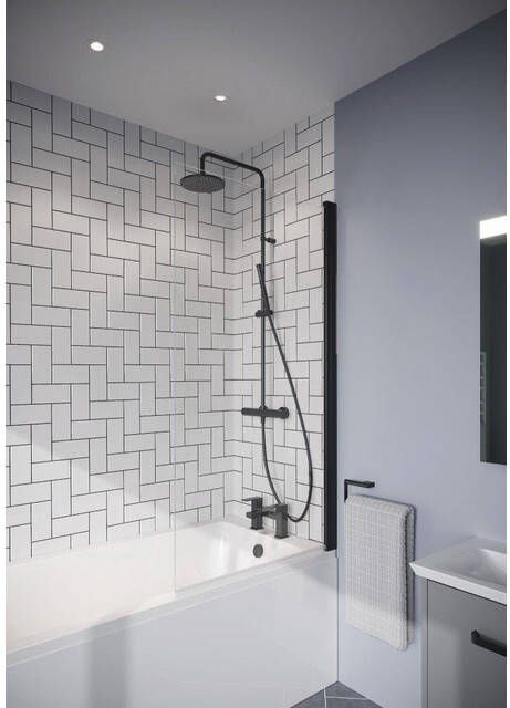Crosswater Clear 6 Badwand 80x150cm Matt Black CABSBC0800