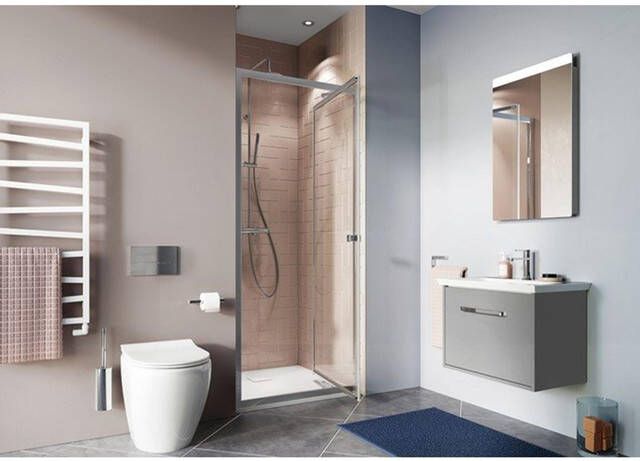 Crosswater Clear 6 in profiel draaiende deur 100x195cm 6mm veiligheidsglas zilver CAIDSC1000