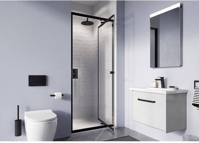 Crosswater Clear 6 In profiel draaiende deur 76x195cm 6mm veiligheidsglas Matt Black CAIDBC0760