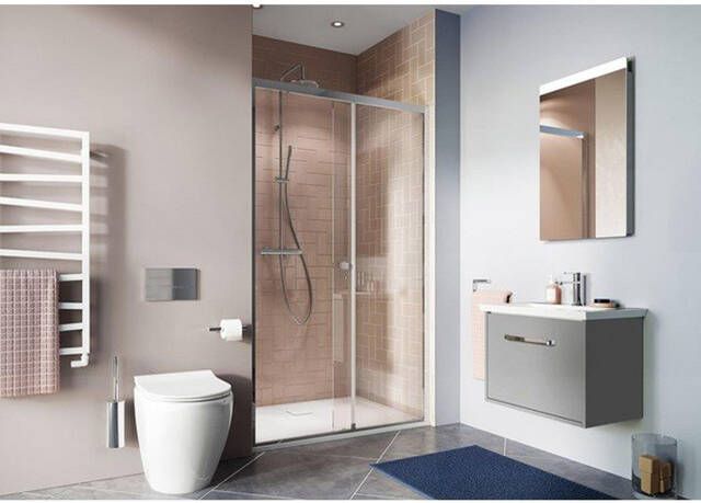 Crosswater Clear 6 schuifdeur 150x195cm 8mm helder veiligheidsglas zilver profiel CASLSC1500