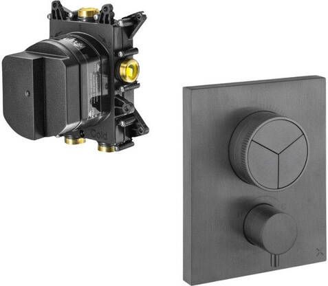 Crosswater Crossbox douchekraan met inbouwdeel thermostatisch geschikt voor 3 functies push leisteen SW927994 SW408404