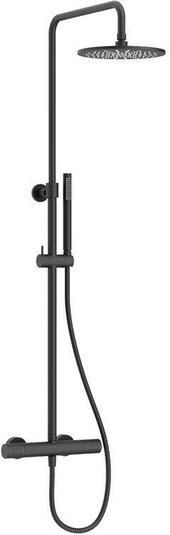 Crosswater Centrale Regendoucheset glijstang ronde hoofddouche staafhanddouche mat zwart RM531WM
