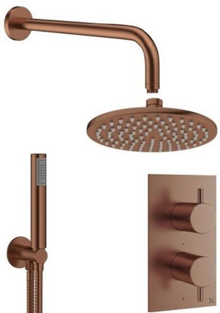 Crosswater MPRO Regendoucheset 20cm hoofddouche handdouche 2 functies 2 knoppen Geborsteld Brons GTLPRO1510BZ