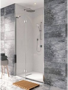 Crosswater Design New draaideur met vast paneel 120x195cm zilver profiel helder glas DHDSC1200+