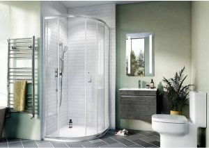 Crosswater Kai douchecabine 90x120x190cm kwartrond met 1 schuifdeur 6mm helder veiligheidsglas aluminium zilver KLQSSC12X9