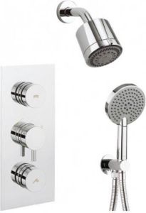 Crosswater Kai doucheset Dial drukknoppen inbouwkraan met 6 standen hoofddouche 66mm met drie standen handdouche chroom DIAL-KAI-19