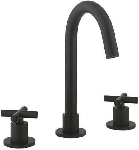 Crosswater MPRO Crosshead Wastafelkraan 3gats kruisgreep zwart mat PRC135DNM