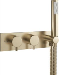 Crosswater MPRO inbouw thermostatisch bad douchekraan horizontaal met handdouche set in geborsteld messing (goud) sw385375 sw385438