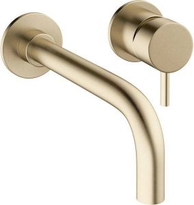 Crosswater MPRO inbouw wastafelkraan 2 gats met inbouwdeel en 14cm en 22cm uitloop geborsteld messing (goud) sw84108 sw209243
