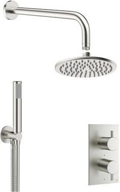 Crosswater MPRO Regendoucheset Inbouw hoofddouche 20cm 2 functies 2 knoppen wandarm 33cm staafhanddouche 1 stand chroom GTLPRO1510C