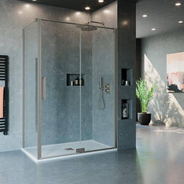 Crosswater Optix 10 zijwand voor in profiel draaiende deur 90cm geborsteld rvs OXPDSPVC0900