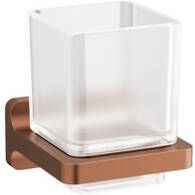 Crosswater Rotar Bekerhouder 8x9.8x9cm met beker vierkant wandmodel geborsteld brons RT003BZ