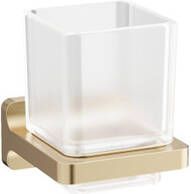 Crosswater Rotar Bekerhouder 8x9.8x9cm met beker vierkant wandmodel geborsteld messing RT003F