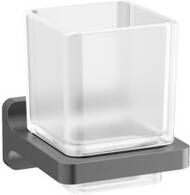 Crosswater Rotar Bekerhouder 8x9.8x9cm met beker vierkant wandmodel leisteen RT003T