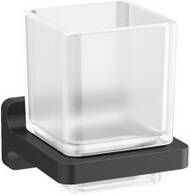 Crosswater Rotar Bekerhouder 8x9.8x9cm met beker vierkant wandmodel mat zwart RT003M